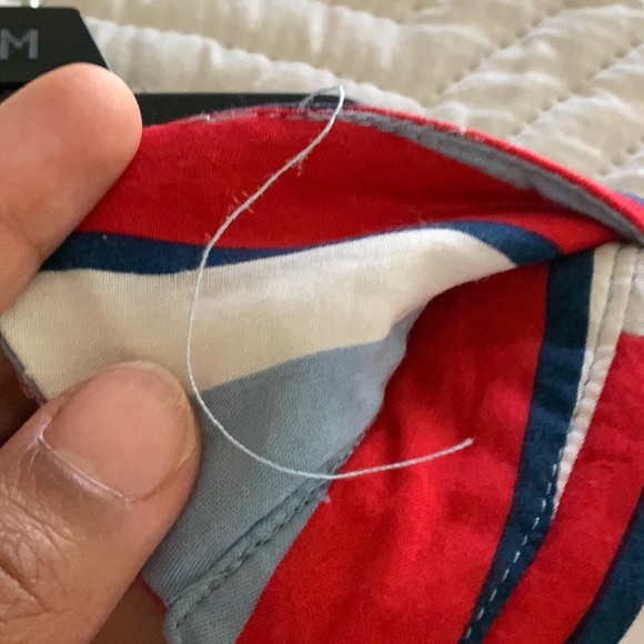 Windsor red, white, and light blue striped button up crop top - Picture 6 of 7